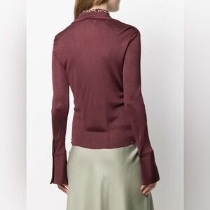 ❤️NWT Nanushka Berry Fitted Wide Cuff Silky Stretch Shirt
